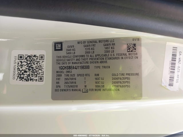 Chevrolet Colorado Wt 2018 1GCHSBEA4J1198300 Image 9