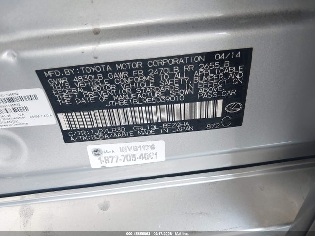 Lexus GS 350 2014 JTHBE1BL9E5039010 Image 9