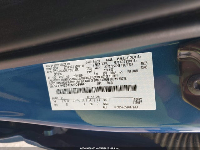 1FT7W2BT6NED39646 Ford F-250 King Ranch/lariat/limited/platinum/xl/xlt