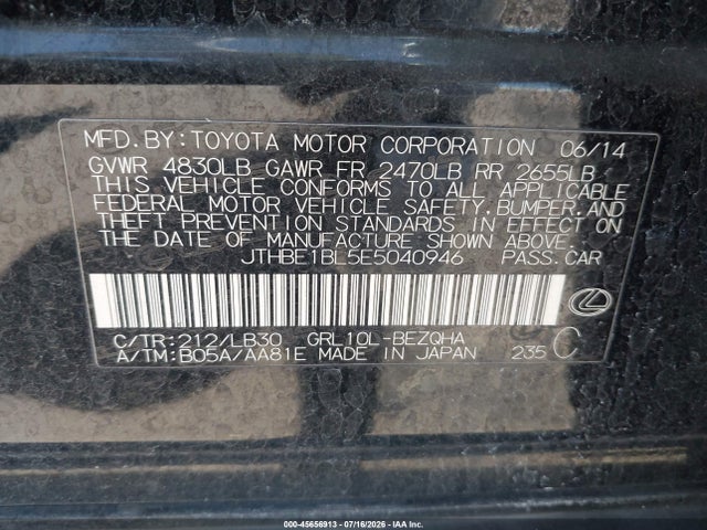 JTHBE1BL5E5040946 Lexus GS 350