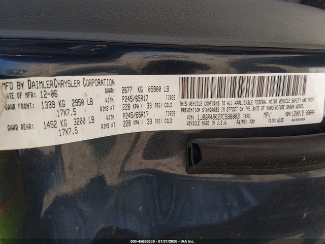 Aukcja sprzedaży 2007 Jeep Grand Cherokee Laredo, vin: 1J8GR48K27C588003, numer aukcji: 45656939