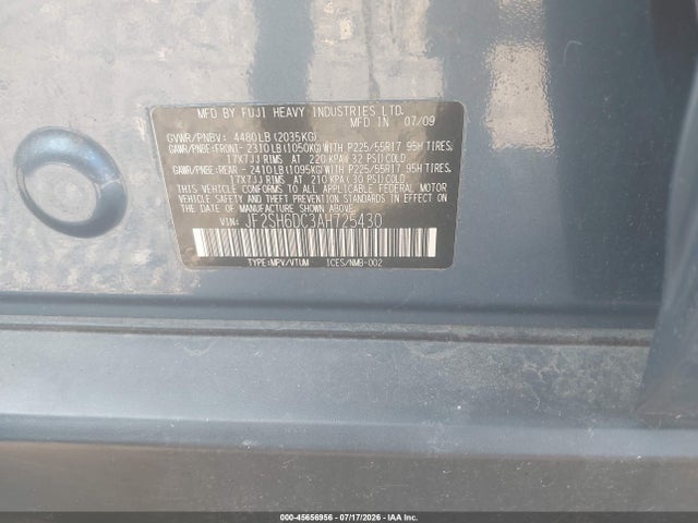 2010 Subaru Forester 2.5x Limited მანქანა იყიდება აუქციონზე, vin: JF2SH6DC3AH725430, აუქციონის ნომერი: 45656956