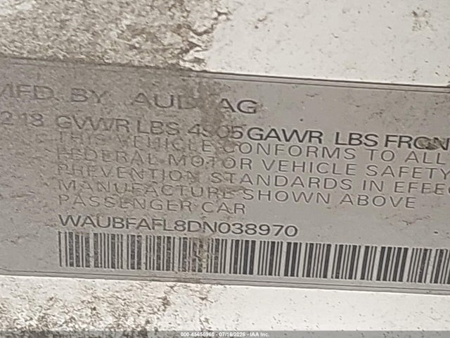 Продажа на аукционе авто 2013 Audi A4 2.0t Premium, vin: WAUBFAFL8DN038970, номер лота: 45656960