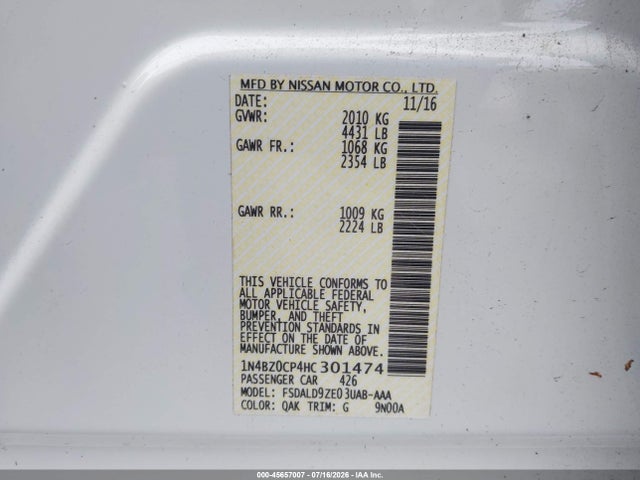 Nissan LEAF SV 2017 1N4BZ0CP4HC301474 Image 8