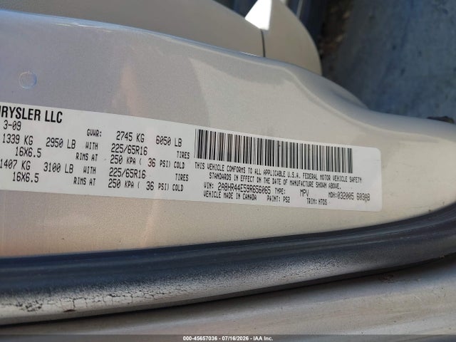 2009 Chrysler Town & Country Lx მანქანა იყიდება აუქციონზე, vin: 2A8HR44E59R656065, აუქციონის ნომერი: 45657036