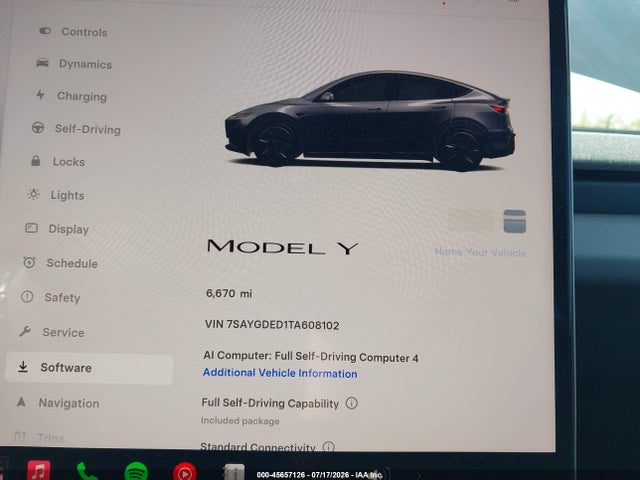 Aukcja sprzedaży 2026 Tesla Model Y Premium Rear-wheel Drive/rear-wheel Drive, vin: 7SAYGDED1TA608102, numer aukcji: 45657126