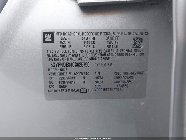 Продажа на аукционе авто 2012 Cadillac Srx Luxury Collection, vin: 3GYFNDE34CS625790, номер лота: 45657168
