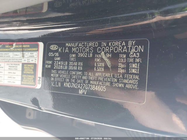 Aukcja sprzedaży 2016 Kia Soul, vin: KNDJN2A27G7384605, numer aukcji: 45657196
