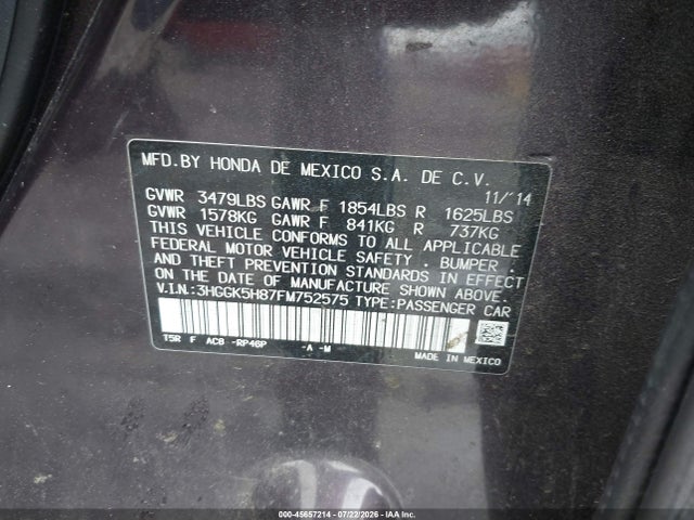 3HGGK5H87FM752575 Honda Fit Ex/ex-l