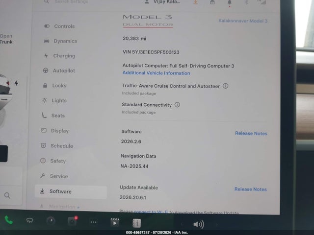 2023 Tesla Model 3 Performance Dual Motor All-wheel Drive მანქანა იყიდება აუქციონზე, vin: 5YJ3E1EC5PF503123, აუქციონის ნომერი: 45657287