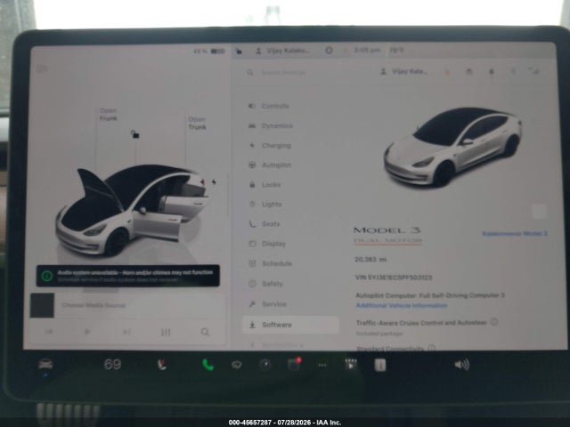 2023 Tesla Model 3 Performance Dual Motor All-wheel Drive მანქანა იყიდება აუქციონზე, vin: 5YJ3E1EC5PF503123, აუქციონის ნომერი: 45657287