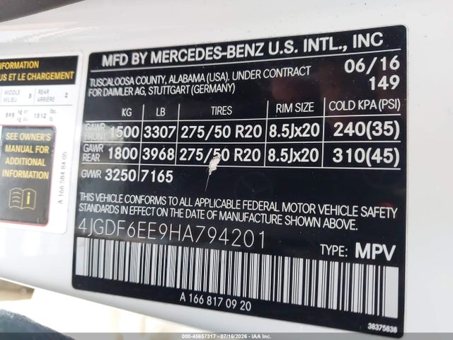 4JGDF6EE9HA794201 Mercedes-Benz Gls 450 4matic