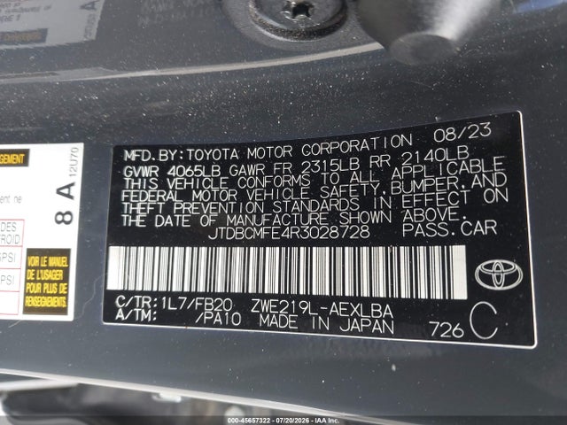 Toyota Corolla Hybrid Le 2024 JTDBCMFE4R3028728 Image 9