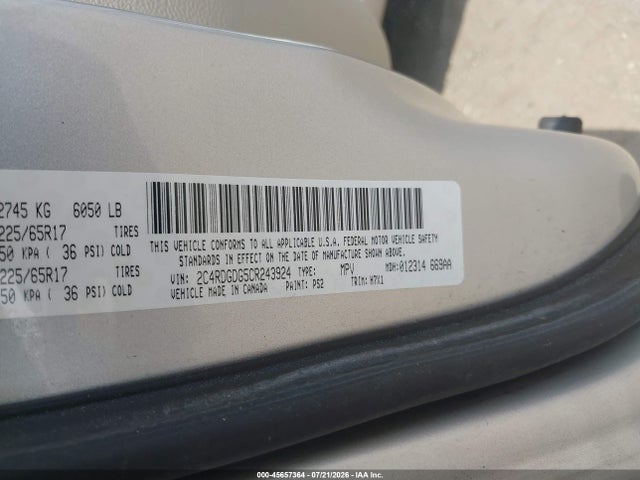 Aukcja sprzedaży 2012 Dodge Grand Caravan Crew, vin: 2C4RDGDG5CR243924, numer aukcji: 45657364