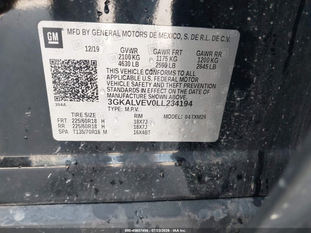 Aukcja sprzedaży 2020 Gmc Terrain Awd Slt, vin: 3GKALVEV0LL234194, numer aukcji: 45657456