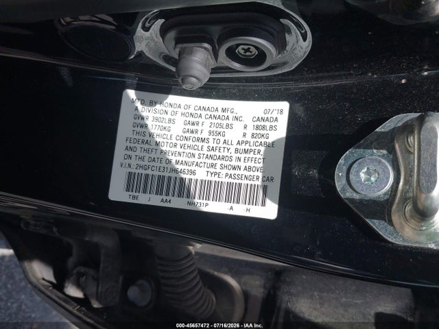 Honda Civic Ex-t 2018 2HGFC1E31JH646396 Image 9