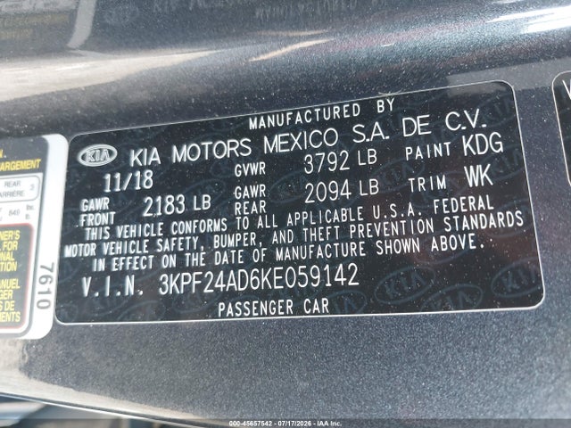 KIA Forte Lxs 2019 3KPF24AD6KE059142 Image 9