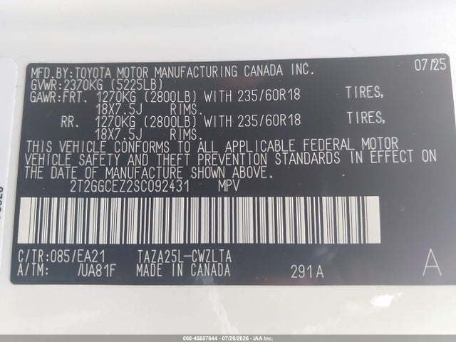 2025 Lexus Nx 350 Premium მანქანა იყიდება აუქციონზე, vin: 2T2GGCEZ2SC092431, აუქციონის ნომერი: 45657644
