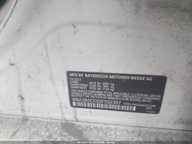 45657712 :رقم المزاد ، WBA3B5C5XDF592387 vin ، 2013 Bmw 328i Xdrive مزاد بيع