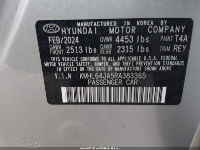 Продаж на аукціоні авто 2024 Hyundai Sonata Sel, vin: KMHL64JA5RA383365, номер лоту: 45657742