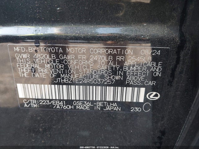 Продаж на аукціоні авто 2024 Lexus Is 350 F Sport Design, vin: JTHBZ1E24R5037257, номер лоту: 45657758