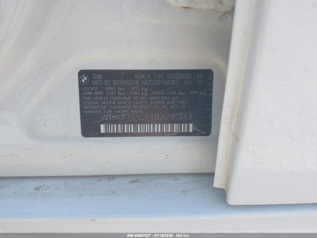 45657827 :رقم المزاد ، WBAPN7C55BA781348 vin ، 2011 Bmw 335d مزاد بيع