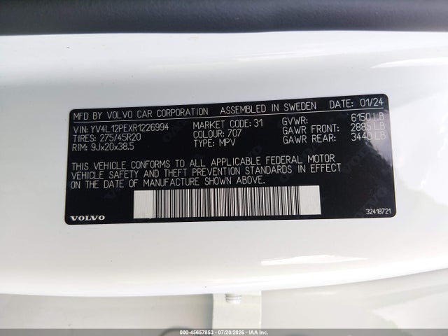 Продаж на аукціоні авто 2024 Volvo Xc90 B5 Plus Bright Theme, vin: YV4L12PEXR1226994, номер лоту: 45657853