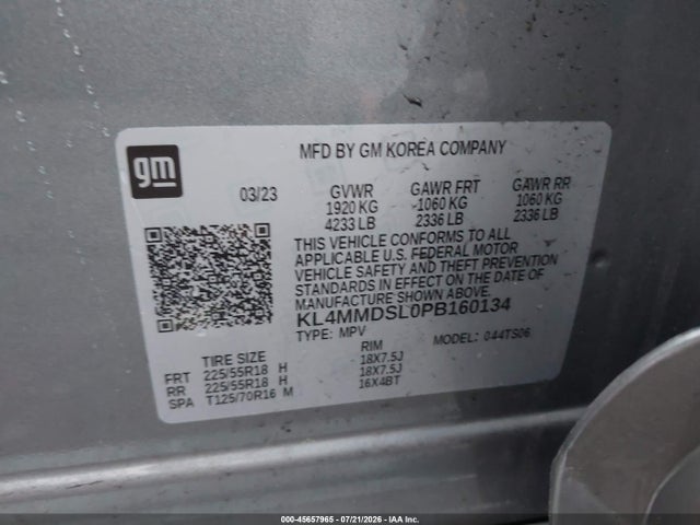 2023 Buick Encore Gx Select Fwd მანქანა იყიდება აუქციონზე, vin: KL4MMDSL0PB160134, აუქციონის ნომერი: 45657965