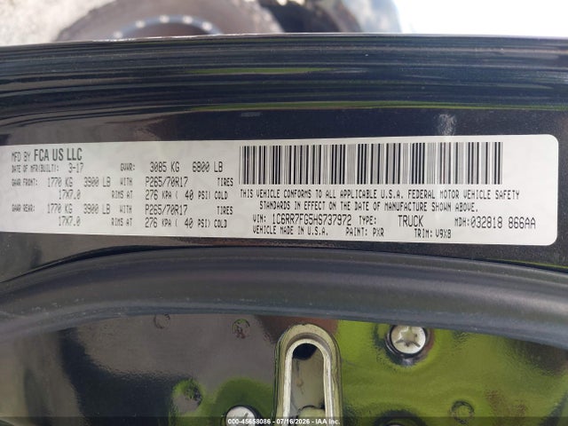 45658086 :رقم المزاد ، 1C6RR7FG5HS737972 vin ، 2017 Ram 1500 Tradesman  4x4 6'4 Box مزاد بيع