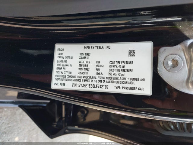 Tesla Model 3 Long Range Dual Motor All-wheel Drive 2020 5YJ3E1EB6LF742102 Image 9