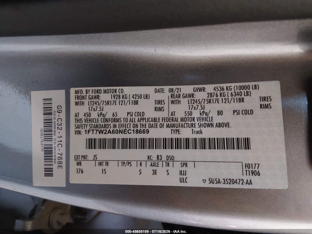 Ford F-250 Xl 2022 1FT7W2A60NEC18669 Image 9