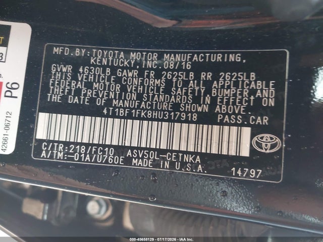 Toyota CAMRY LE 2017 4T1BF1FK8HU317918 Image 9