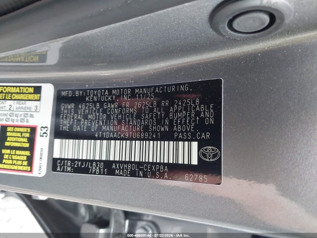 2026 Toyota Camry Xse მანქანა იყიდება აუქციონზე, vin: 4T1DAACK9TU689241, აუქციონის ნომერი: 45658144