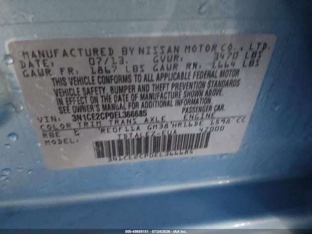 Nissan Versa Note Sv 2014 3N1CE2CP0EL366685 Image 9