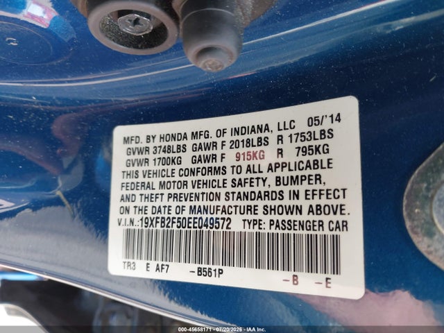 19XFB2F50EE049572 Honda Civic Lx
