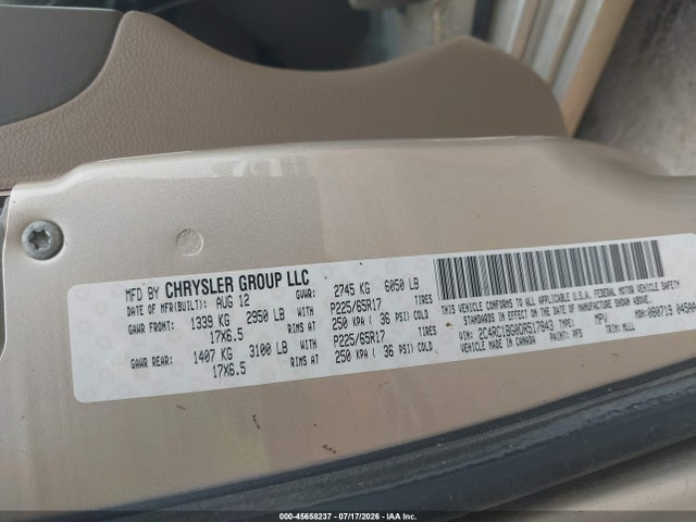 Продажа на аукционе авто 2013 Chrysler Town & Country Touring, vin: 2C4RC1BG0DR517843, номер лота: 45658237