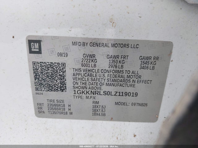 Продажа на аукционе авто 2020 Gmc Acadia Fwd Sle, vin: 1GKKNRLS0LZ119019, номер лота: 45658277
