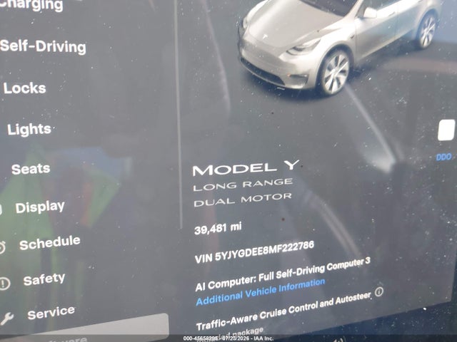 Aukcja sprzedaży 2021 Tesla Model Y Long Range Dual Motor All-wheel Drive, vin: 5YJYGDEE8MF222786, numer aukcji: 45658295