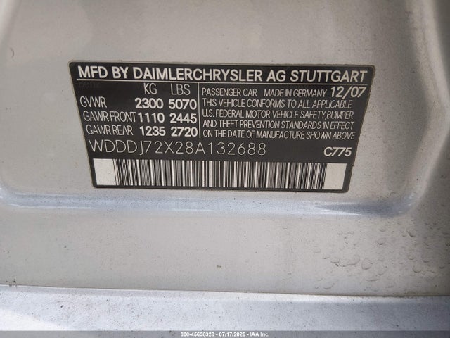 45658329 :رقم المزاد ، WDDDJ72X28A132688 vin ، 2008 Mercedes-benz Cls 550 مزاد بيع