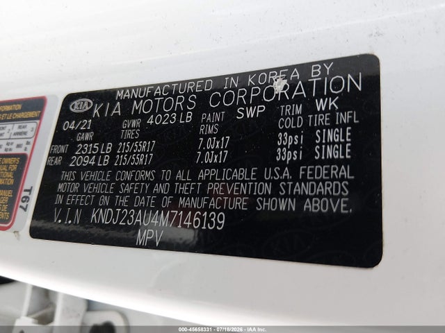 KIA SOUL S 2021 KNDJ23AU4M7146139 Image 18