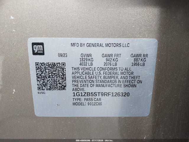 2024 Chevrolet Malibu Fwd Ls მანქანა იყიდება აუქციონზე, vin: 1G1ZB5ST9RF126320, აუქციონის ნომერი: 45658396
