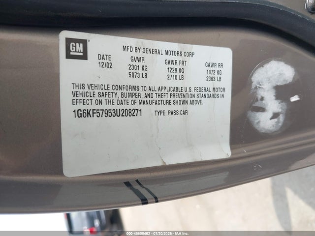 Продаж на аукціоні авто 2003 Cadillac Deville Dts, vin: 1G6KF57953U208271, номер лоту: 45658402