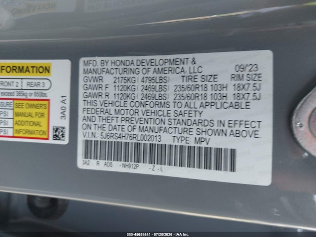 Продаж на аукціоні авто 2024 Honda Cr-v Ex-l Awd, vin: 5J6RS4H76RL002013, номер лоту: 45658441