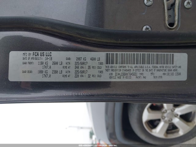 Продажа на аукционе авто 2019 Jeep Compass Latitude 4x4, vin: 3C4NJDBB0KT645651, номер лота: 45658481