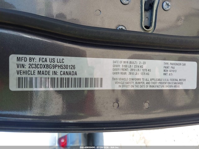 2C3CDXBG9PH530126 Dodge Charger Sxt