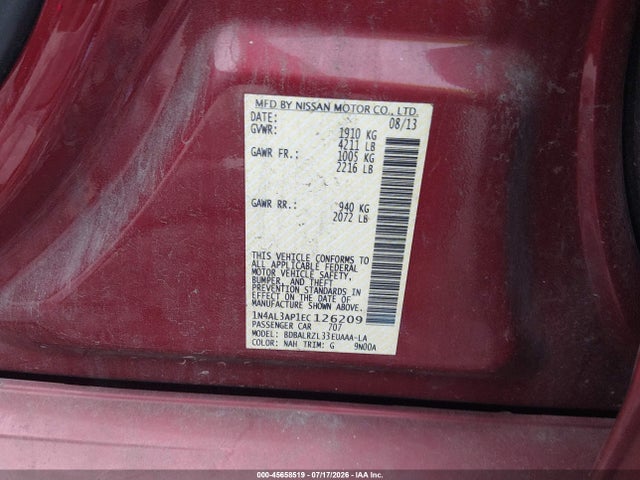 1N4AL3AP1EC126209 Nissan Altima 2.5 S
