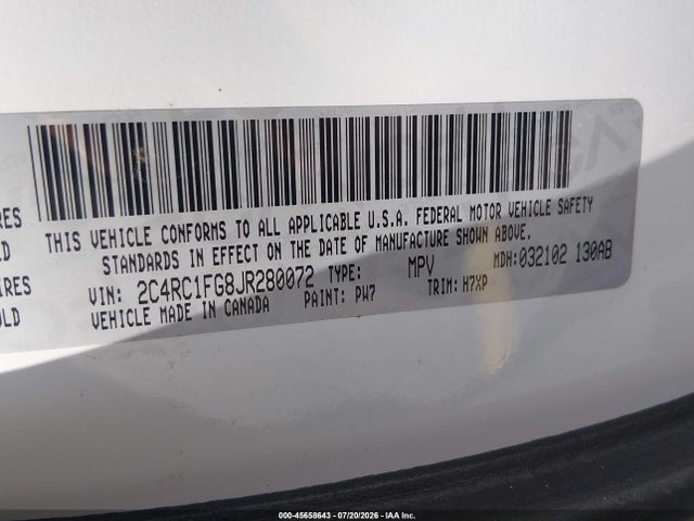 Продажа на аукционе авто 2018 Chrysler Pacifica Touring Plus, vin: 2C4RC1FG8JR280072, номер лота: 45658643