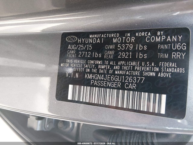 Hyundai Genesis 3.8 2016 KMHGN4JE6GU126377 Image 9