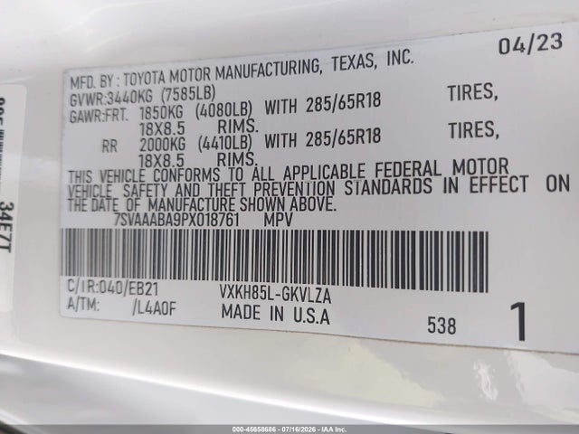 Toyota Sequoia Capstone 2023 7SVAAABA9PX018761 Image 9