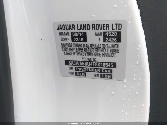 45658687 :رقم المزاد ، SAJWA6BU4F8K18545 vin ، 2015 Jaguar F-type S مزاد بيع